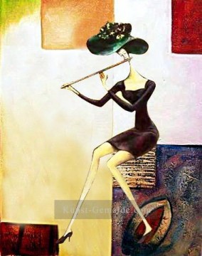 Dame mit Flöte Originale deko Ölgemälde